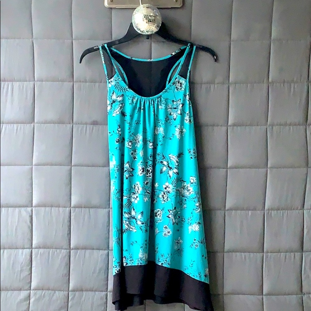Teal Floral Beach Cover up Sun Dress - Picture 1 of 5